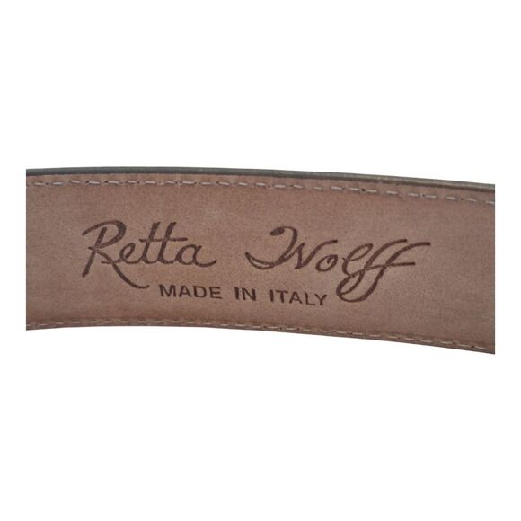 Retta Wolff Belt Hand Crafted in Italy Ligator Croc Leather Dark Brown Large 36 - Picture 4 of 16